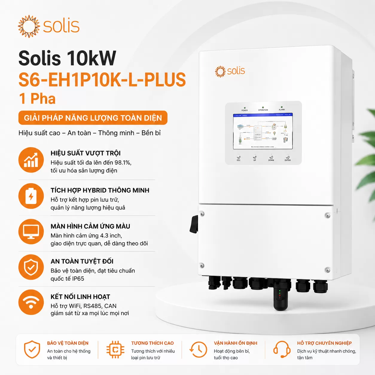 Biến tần Solis 10kW S6-EH1P10K-L-PLUS 1 Pha (Hybrid)