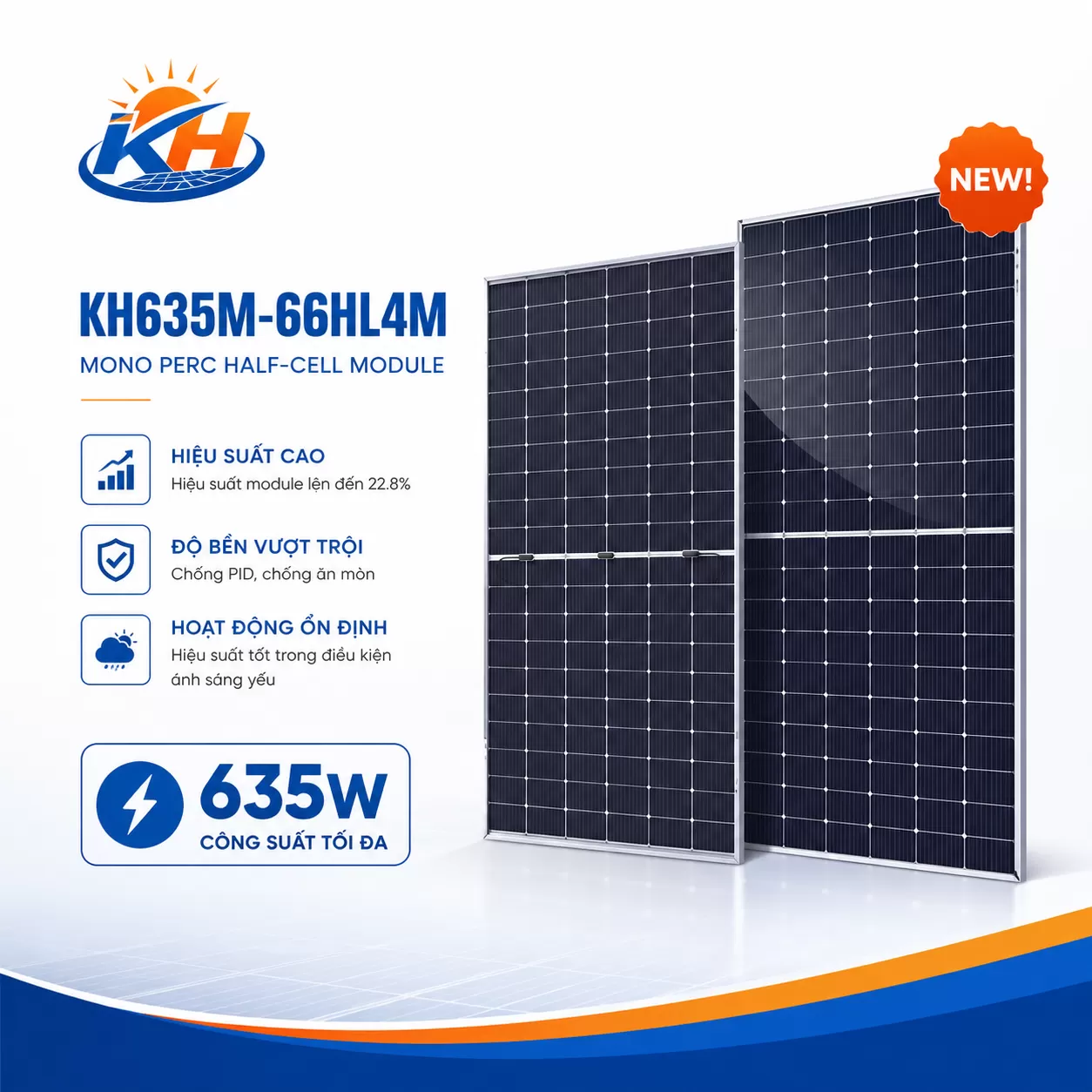 Tấm pin năng lượng mặt trời model: JAM72D42-635/LB, công suất 635Wp/tấm, hiệu JA Solar